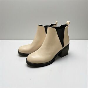 XAppeal Laura White Chunky Whimsigoth Platform Ankle Boots with Black Accents